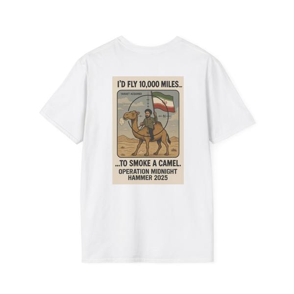 Unisex Graphic T-Shirt - I'd Fly 10,000 Miles To Smoke A Camel, Casual Wear, Gift for Travel Lovers, Unique Statement Tee, Adventure Outfit