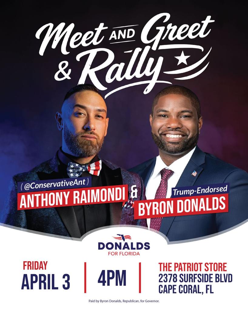 Byron Donalds and Anthony Raimondi Meet & Greet Rally in Cape Coral ...