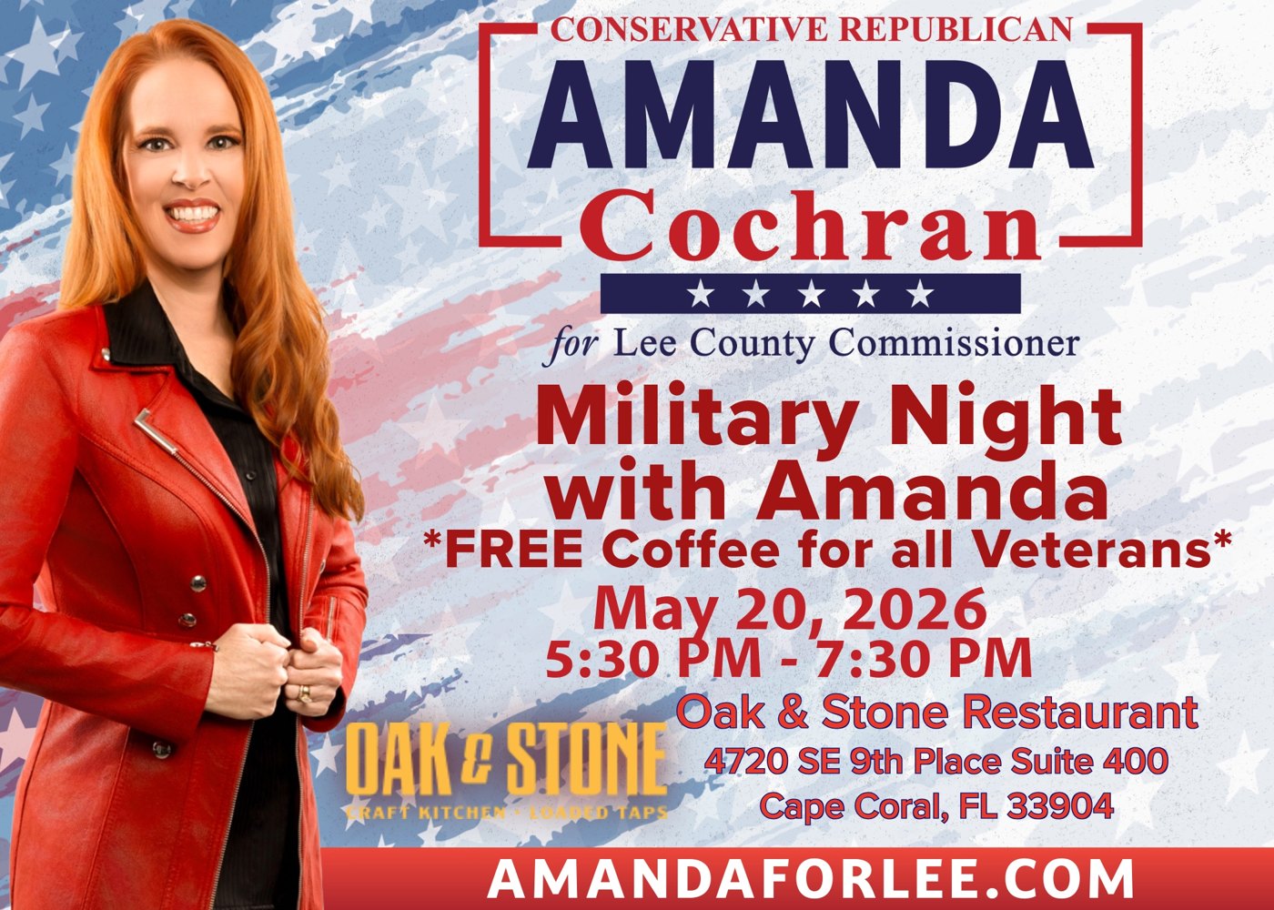 Military Night with Amanda Cochran event flyer