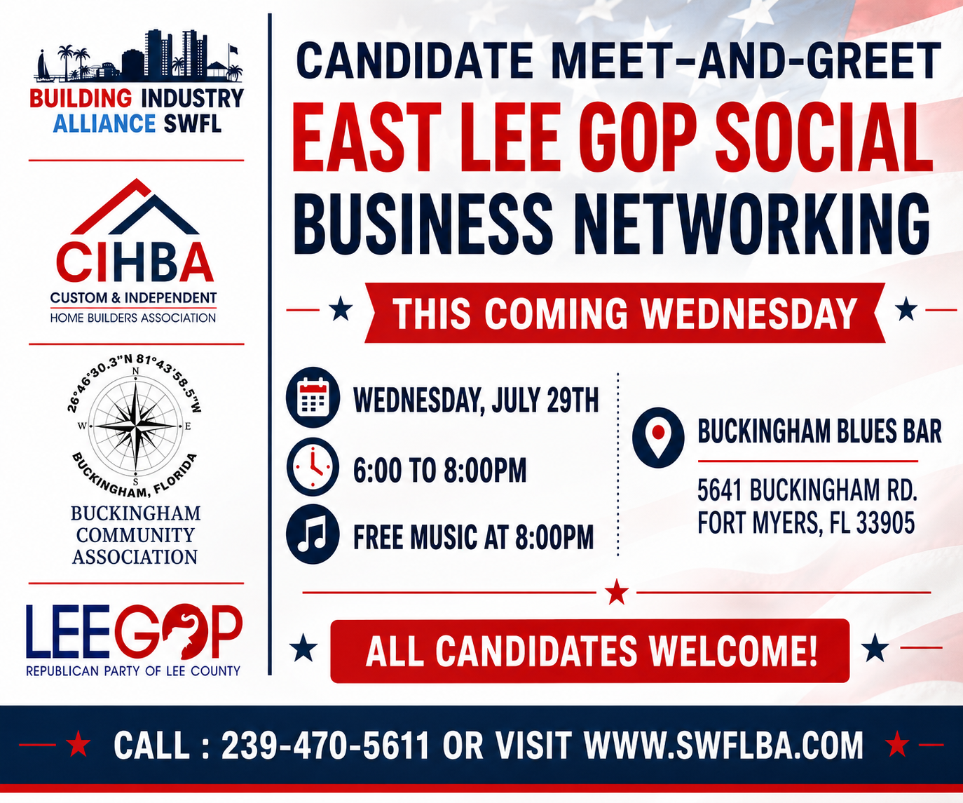Candidate Meet-and-Greet, East Lee GOP Social and Business Networking flyer