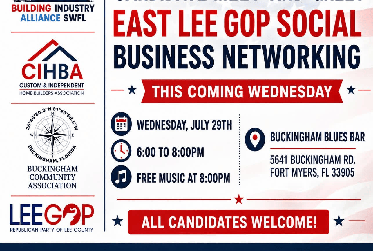 Candidate Meet-and-Greet, East Lee GOP Social, Business Networking flyer